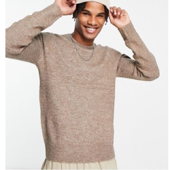 River Island Soft Touch Crew Neck‎ Sweater Stone (Light Brown) XL Nwt - Picture 1 of 6
